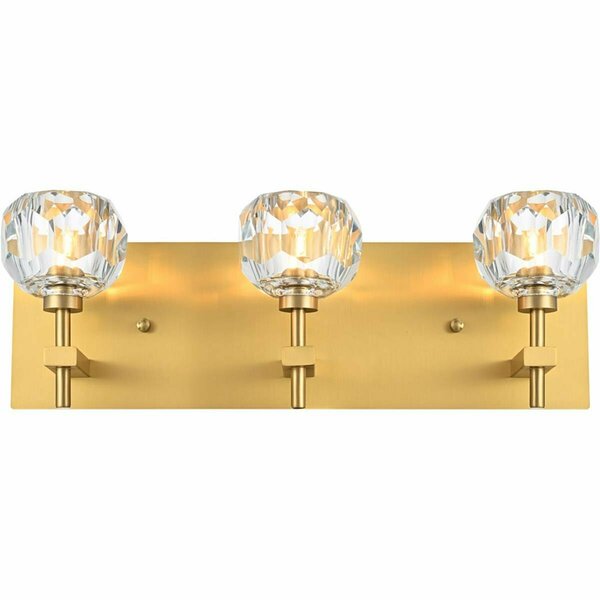 Elegant Lighting Elegant Lighting  Graham Gold & Clear 3-Light Bathroom Wall Light Sconce 3509W18G